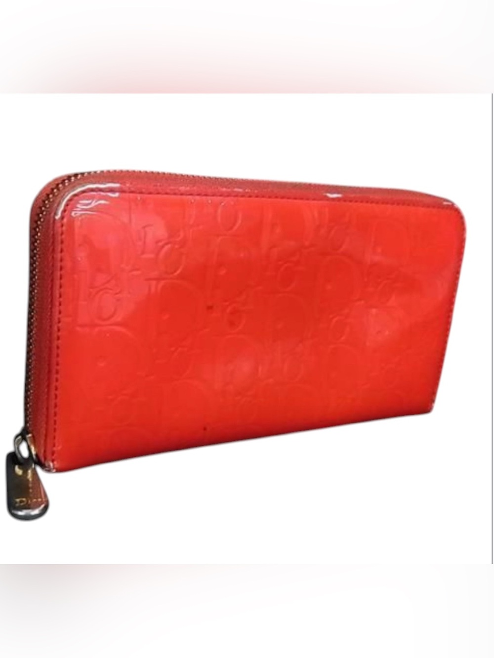 DIOR Red Patent Leather Trotter Zippy Wallet